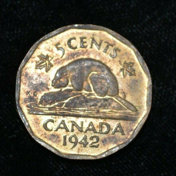 1942 Canada 5 Cent Tombac Coin