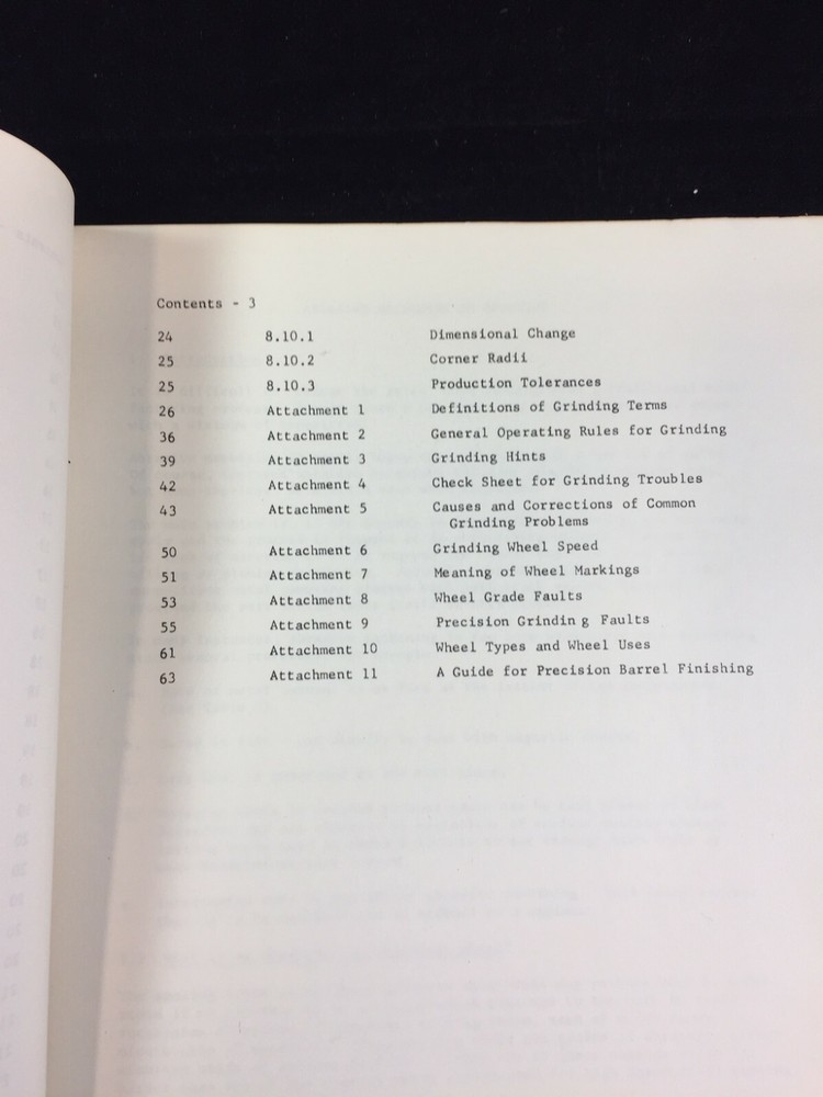 VINTAGE 1965 STUDY," GRINDING, MANUFACTURING PROCESS DEVELOPMENT", SANDIA CORP