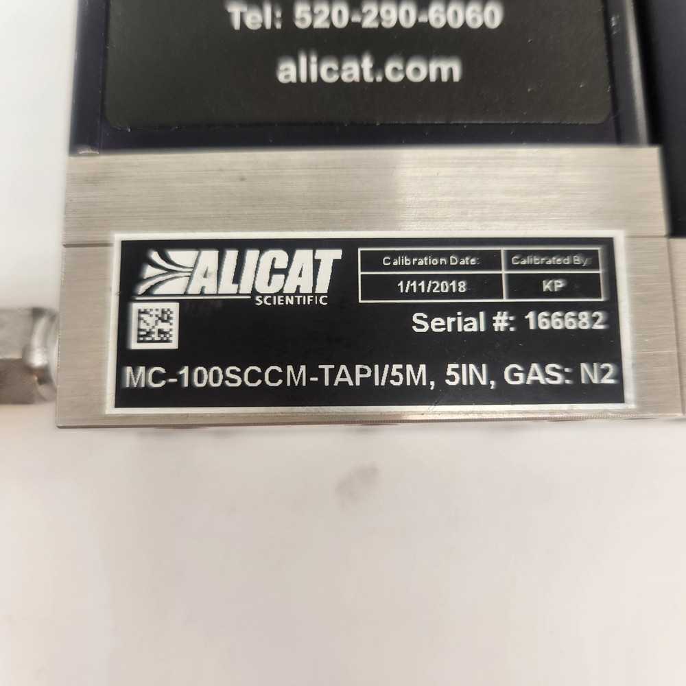 ALICAT MC-100SCCM-TAPI/5M, 5IN, Gas: N2 Mass Flow Controller | Untested