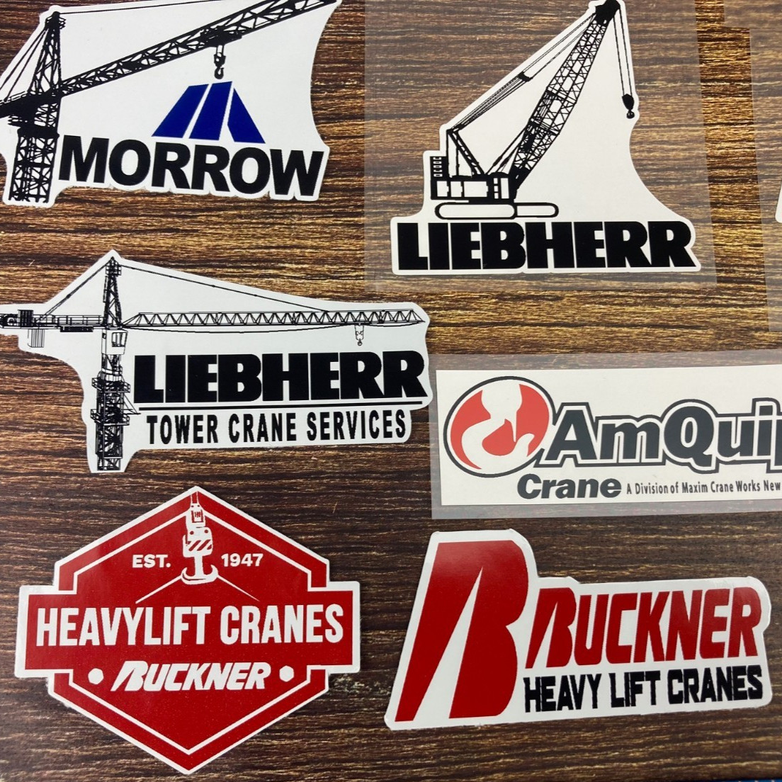Hardhat Stickers Liebherr Morrow P&H BUCKNER AmQuip AMERICAN Tower Crane Laborer