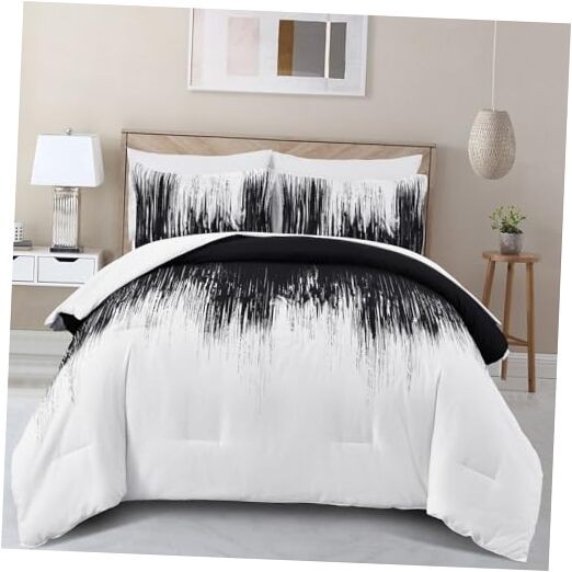 Ombre Black Comforter Set Size Gradient Boho Bedding Set for King Black White