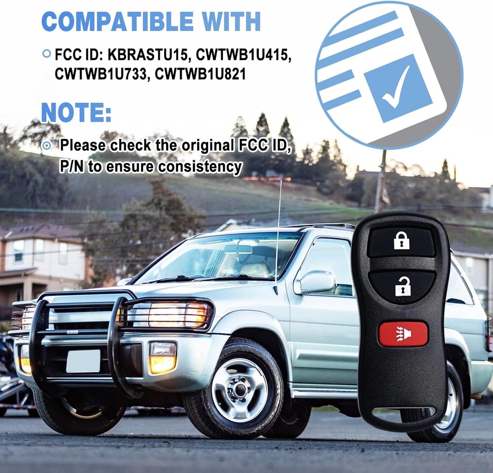 Key Fob Replacement 3 Buttons Keyless Entry Remote Control