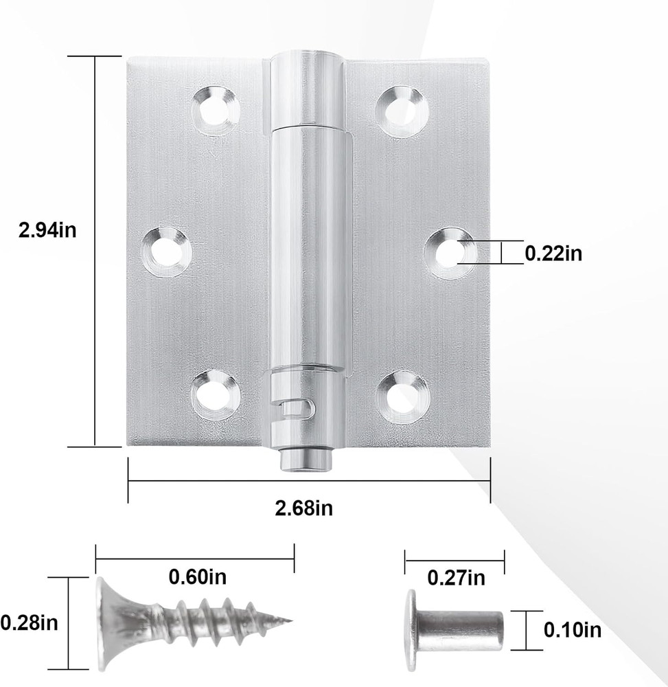 2 Pack Self Closing Door Hinges 3 Inch Spring Loaded Door Hinges, Adjustable Ten