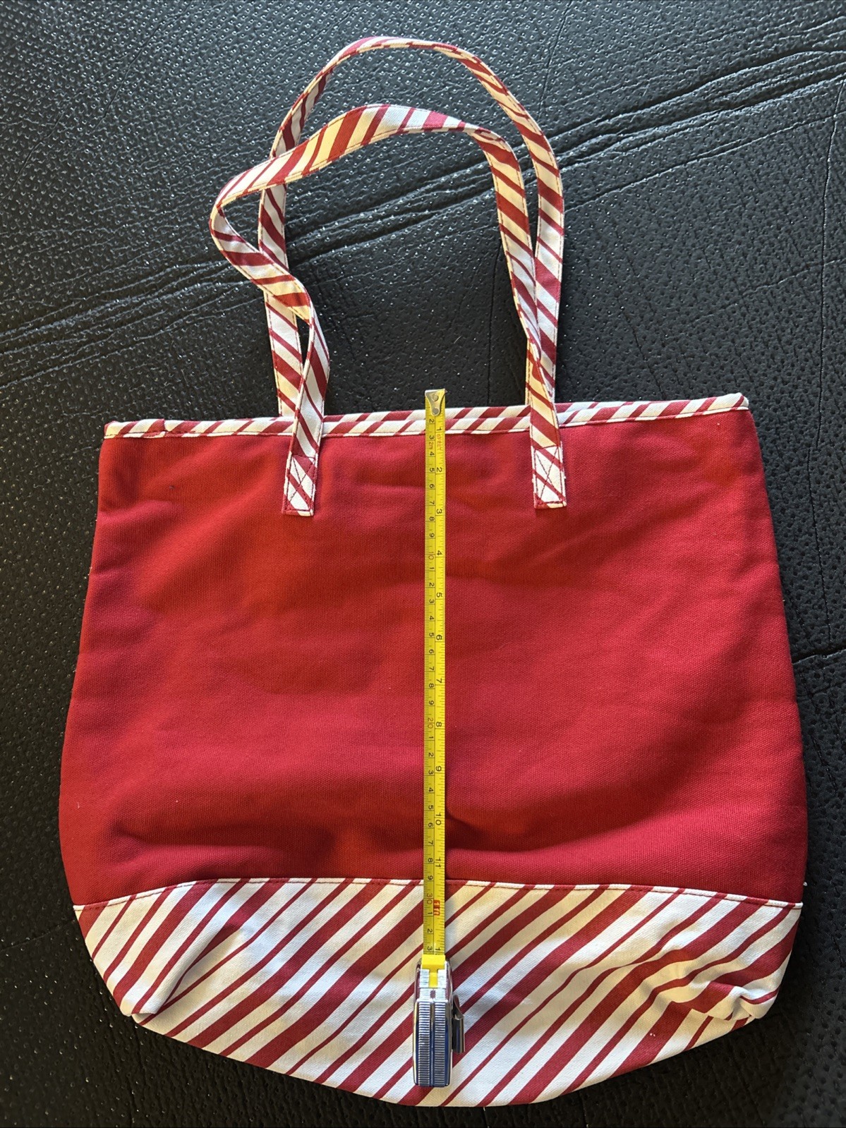 Disney World Tis The Season Santa Mickey Christmas Tote Bag Purse Candy Cane