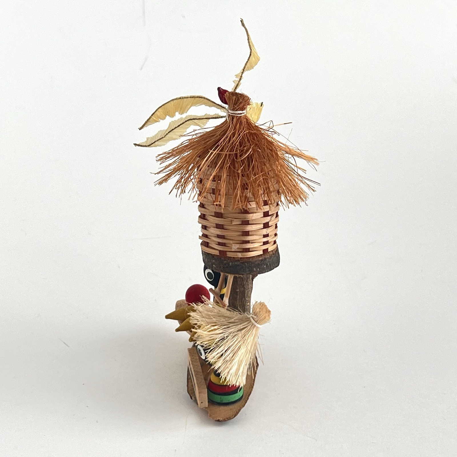 Vintage Black Americana Wood Tiki Hut & Palm Tree Fruit Florida Souvenir Kitsch