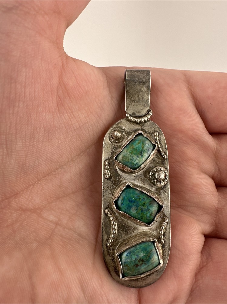 Native American Turquoise Pendant 925 Stone Silver