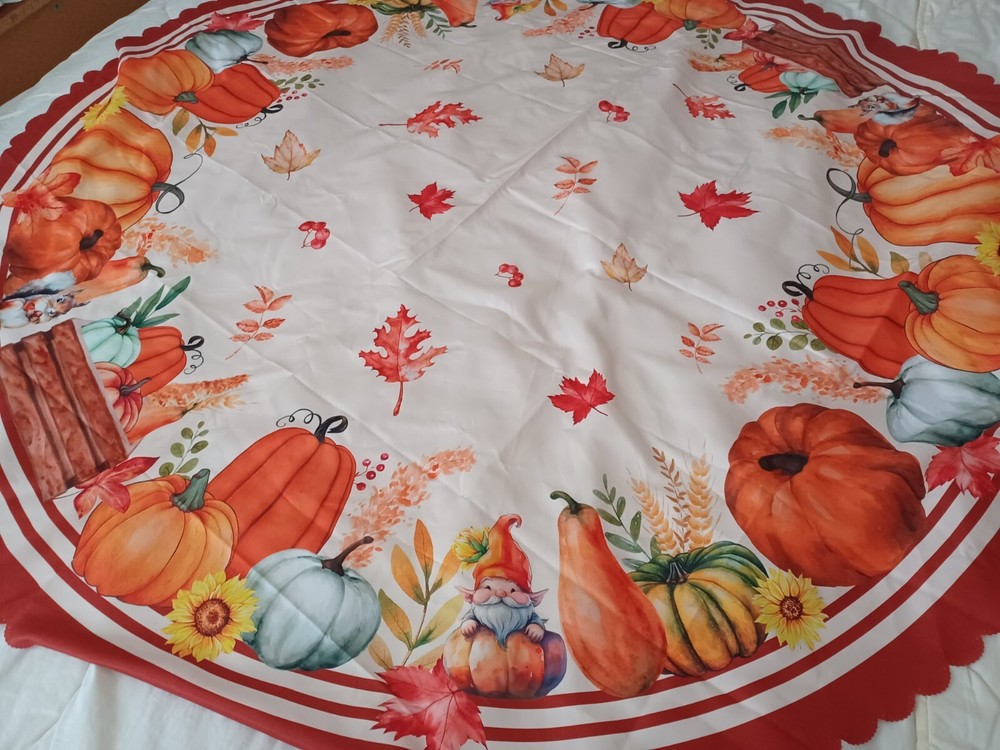 57-58" round pumpkin polyester tablecloth new