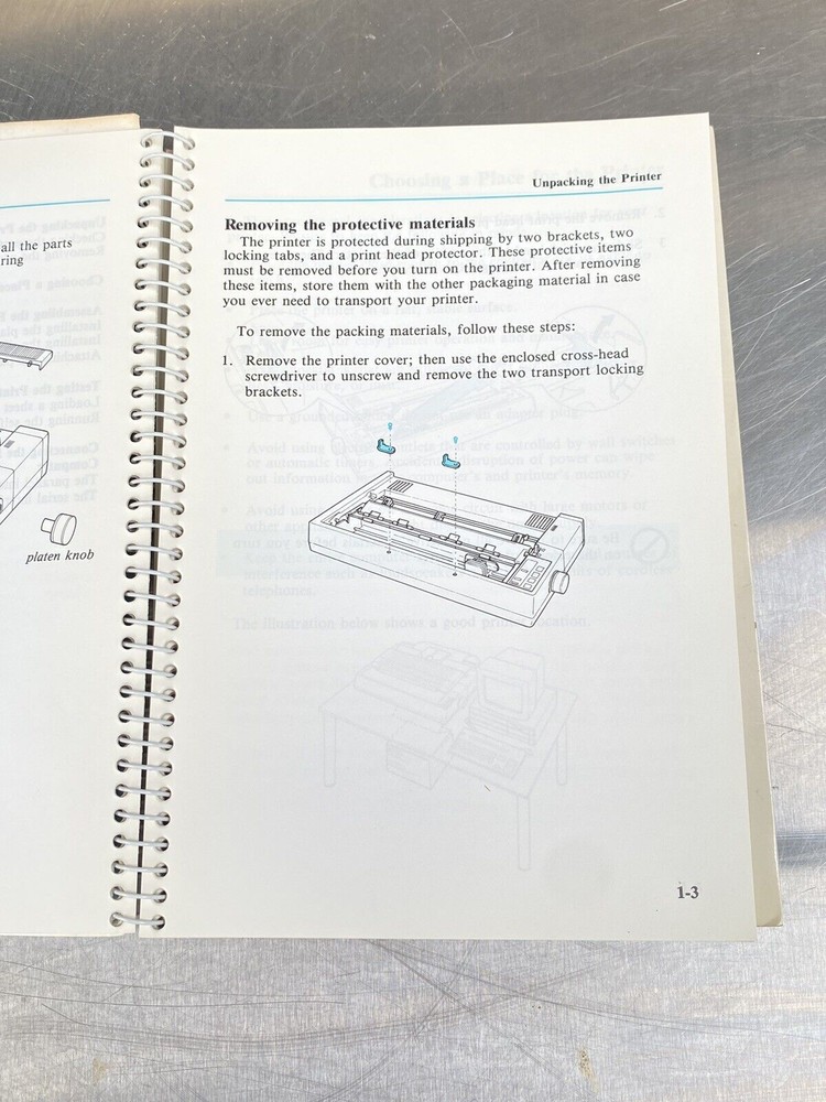 Epson LQ-850 /1050 Printer - Manual / Users Guide / Instructions Book