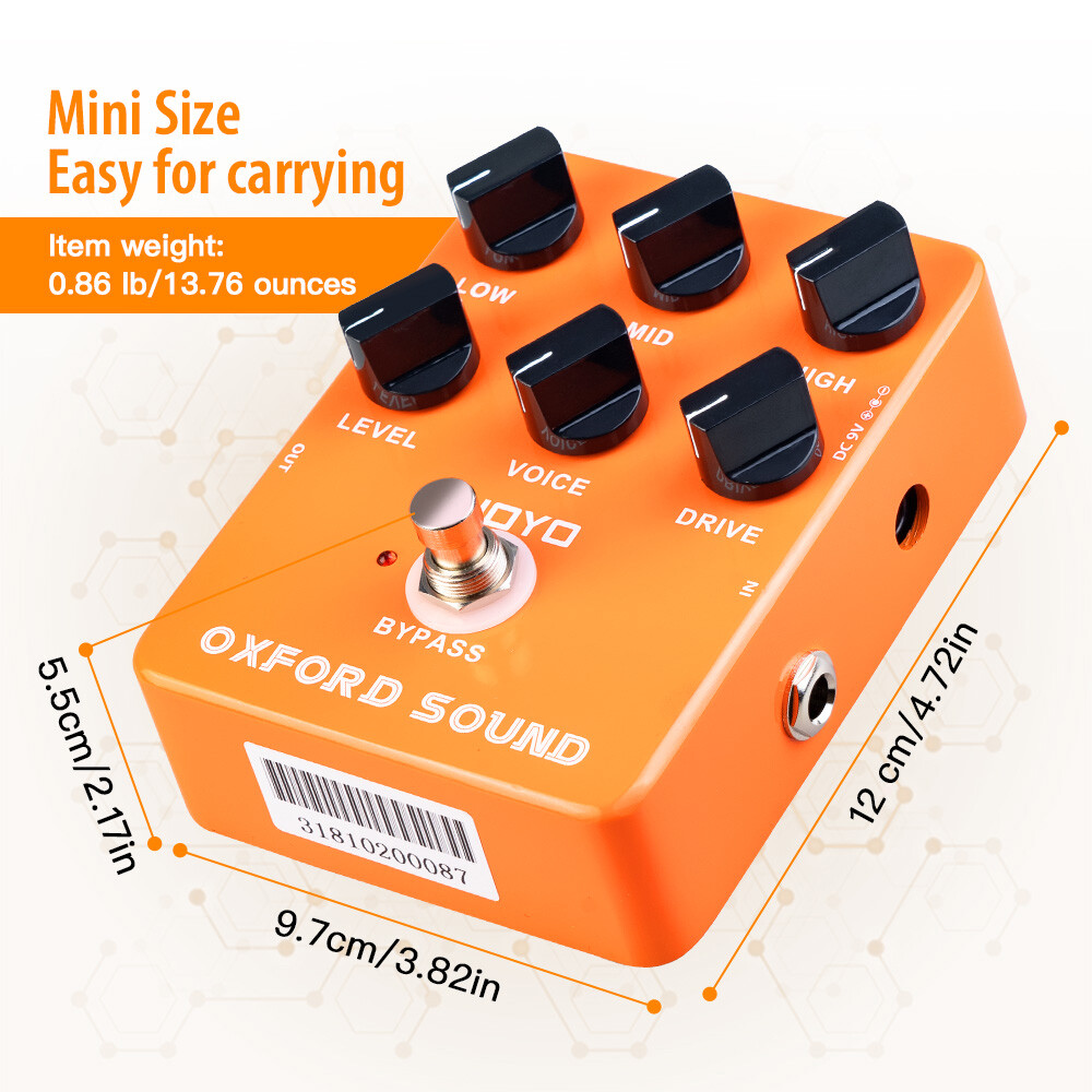 JOYO Overdrive Guitar Effect Pedal Orange Amplifier Simulation Distortion (Open)