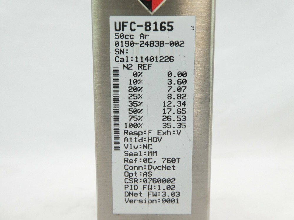 Celerity UFC-8165 Mass Flow Controller MFC AMAT 0190-24838 50cc Ar Working Spare