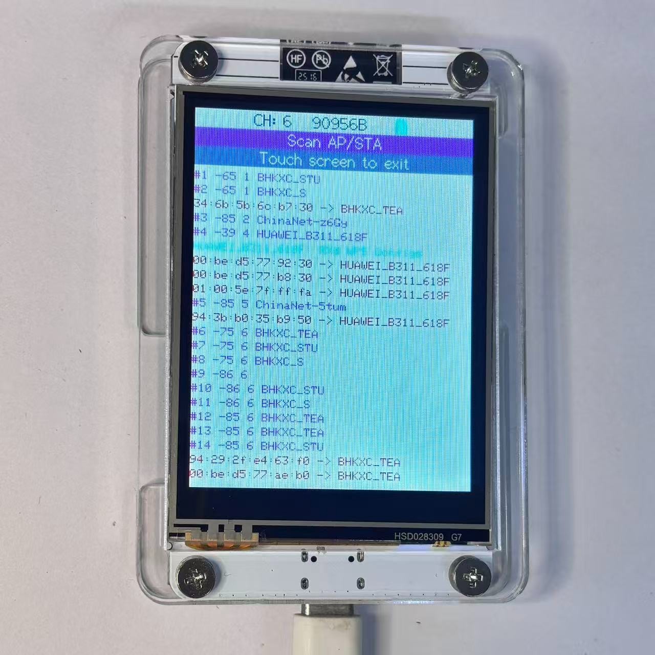 ESP32 Marauder WiFi BT Network Monitor 2.8" Touch Screen RSSI Data Readout