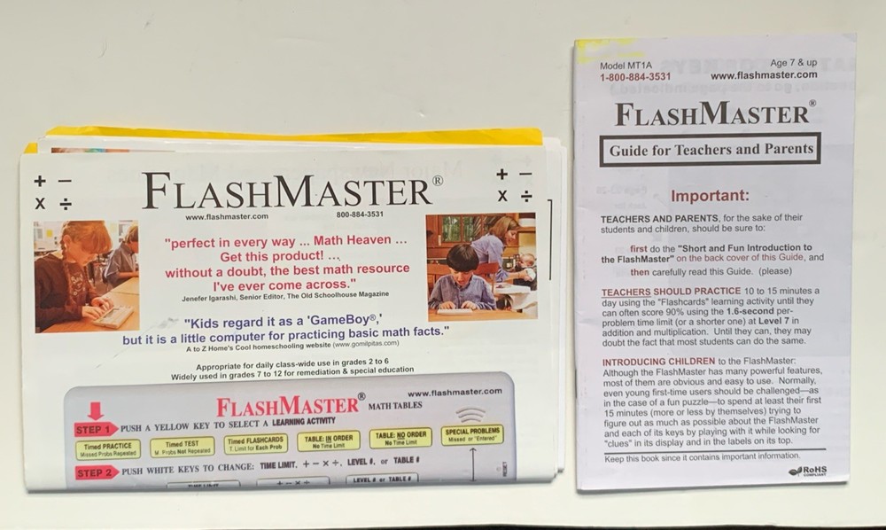 FlashMaster Math Tables Electronic Learning Tool MT1A Works