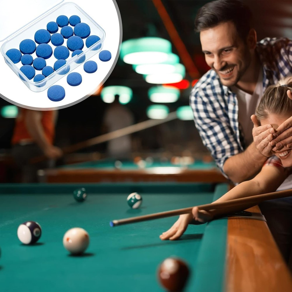 20 Pcs Billiard Pool Cue Tips Replacement Kit Pool Stick Tips with Storage Bo...