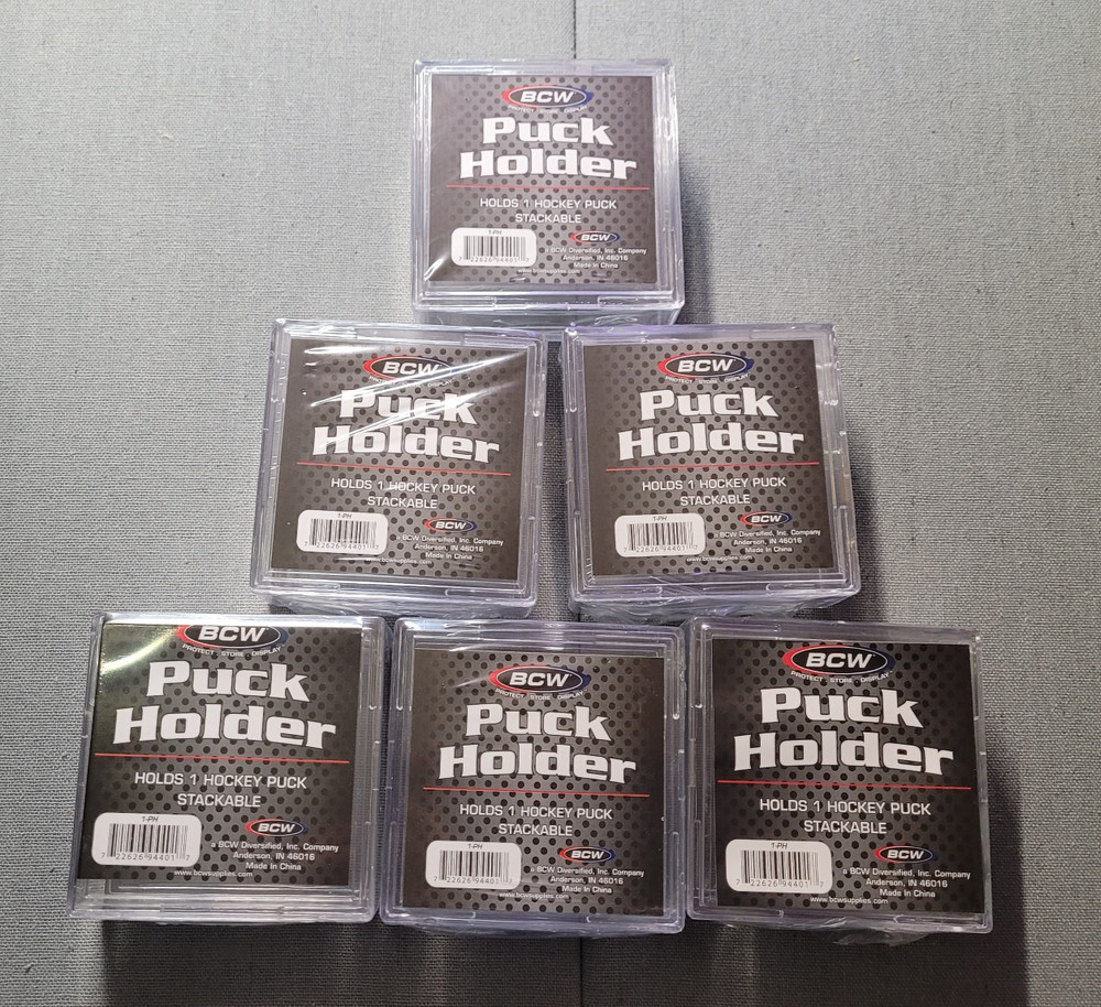 BCW Square Hockey Puck Holder Cube Stackable For Regulation Pucks - 6 Pack