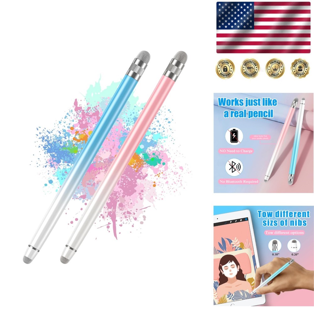 Versatile 2-Pack Stylus Pens for iPhone, iPad & Android - Scratch-Free Design