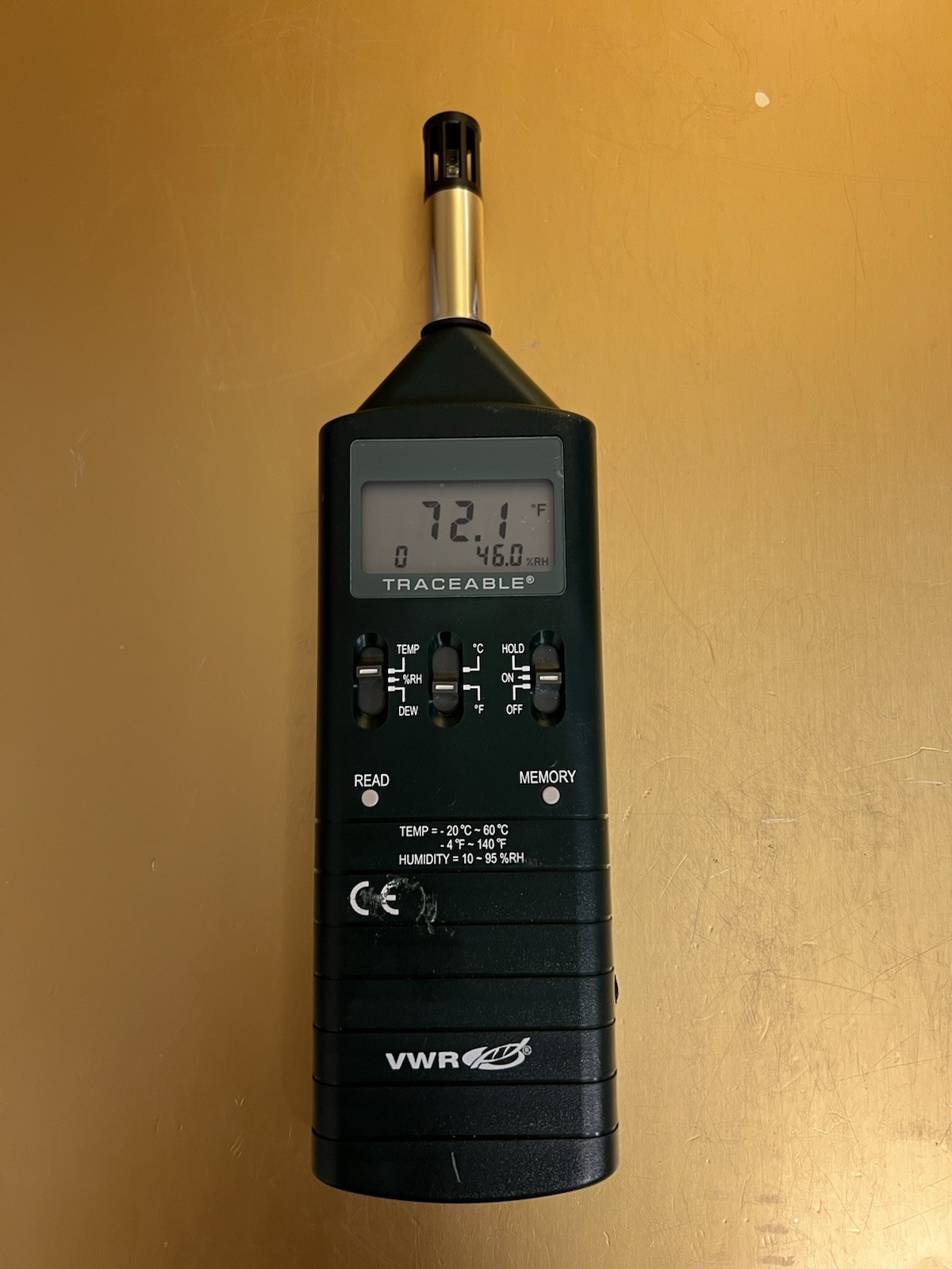 VWR One-Piece Humidity Dew Temperature Thermometer Handheld Traceable 61161-380