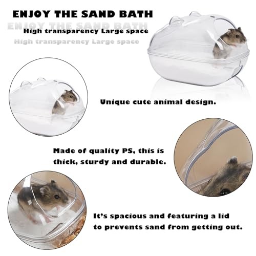 Transparent Hamster Sand Bath Container, Cute Hamster Shape, Keeps Sand Medium
