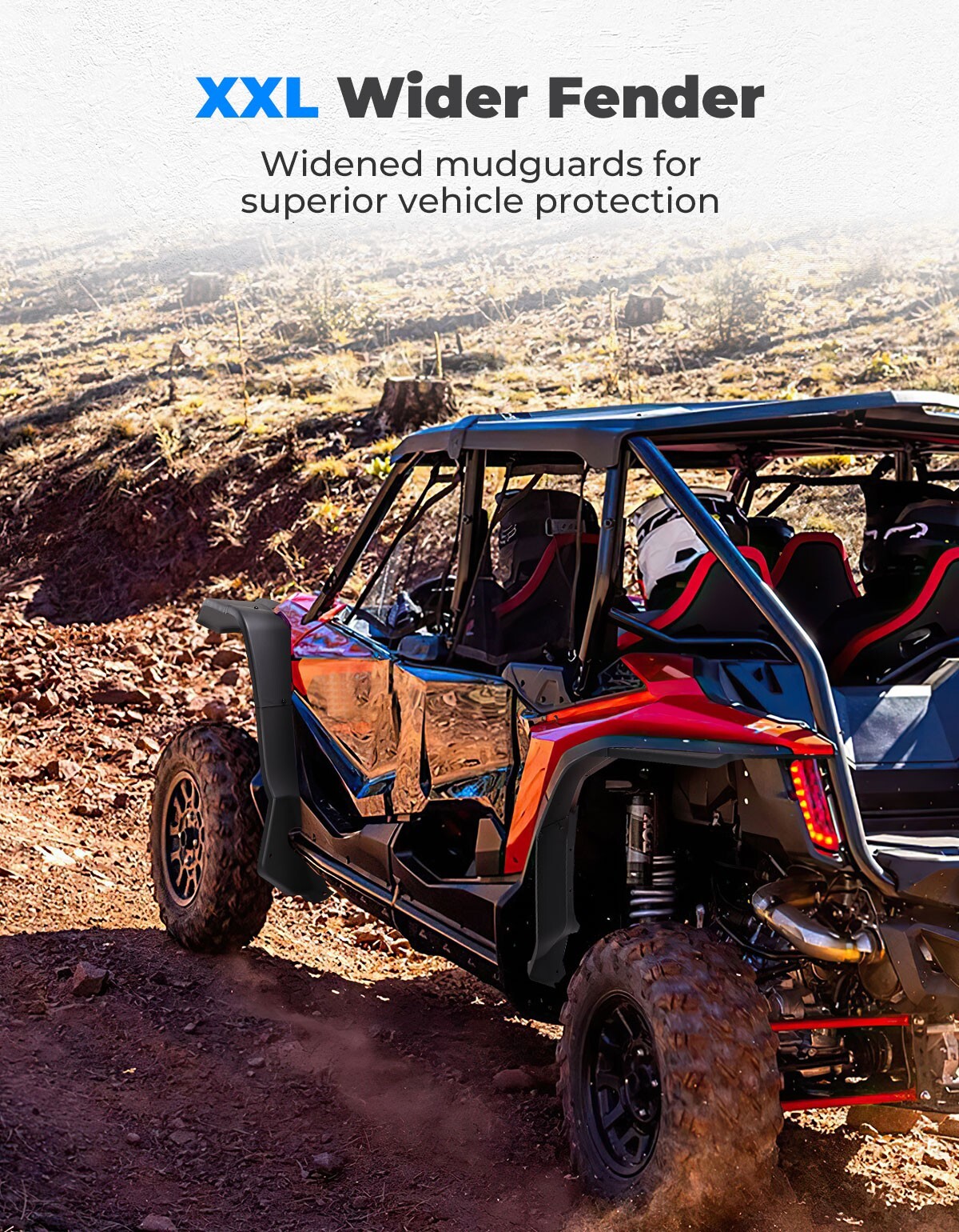 KEMIMOTO Front & Rear Extended XXL Wider Fender Flares for Honda Talon 1000X