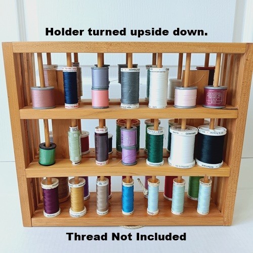 Handcrafted Tabletop Wood (Pine?) Thread Spool Rack - Holds 42 Spools Minimum