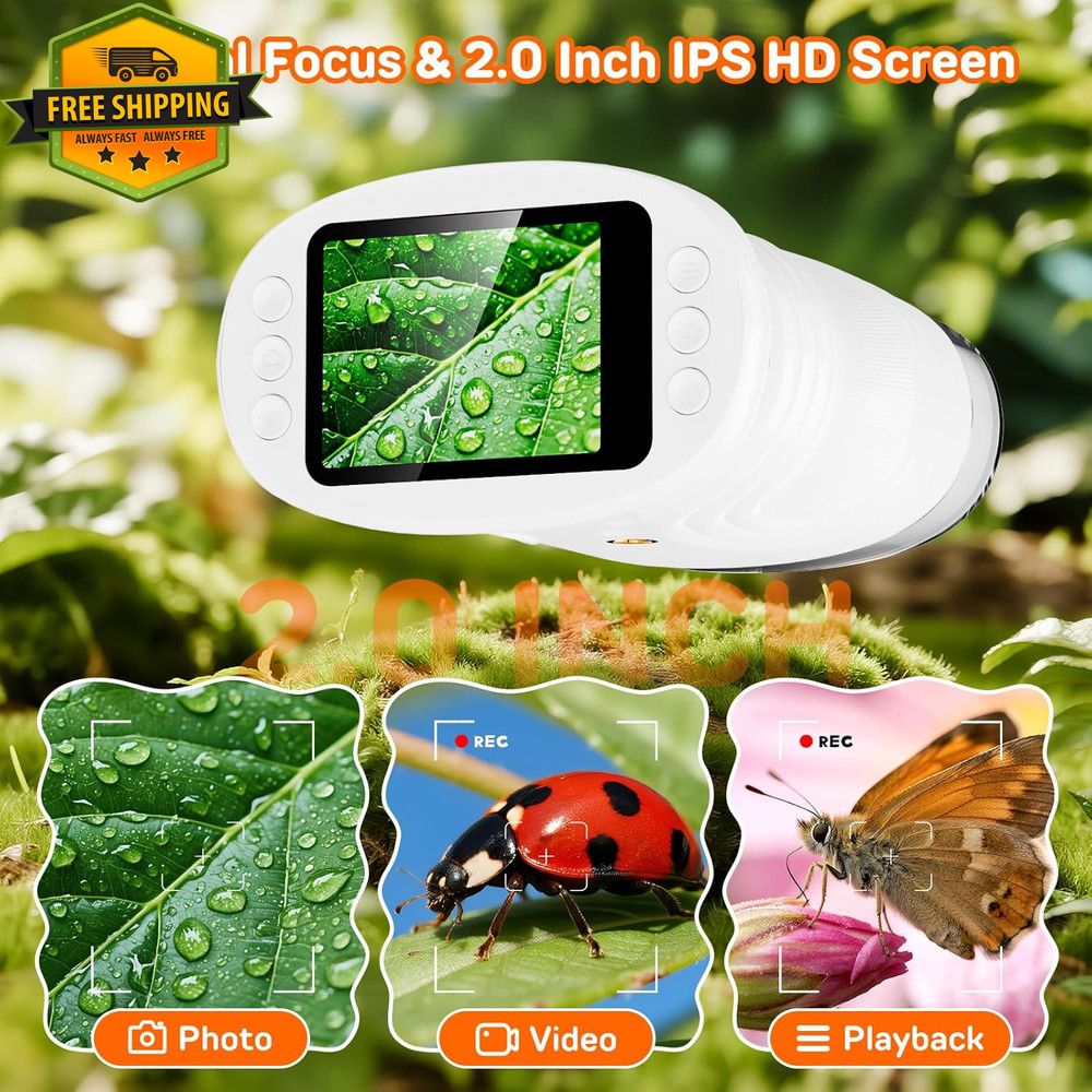 1000X Handheld Digital Microscope for Kids 2.0” IPS Screen STEM Toy