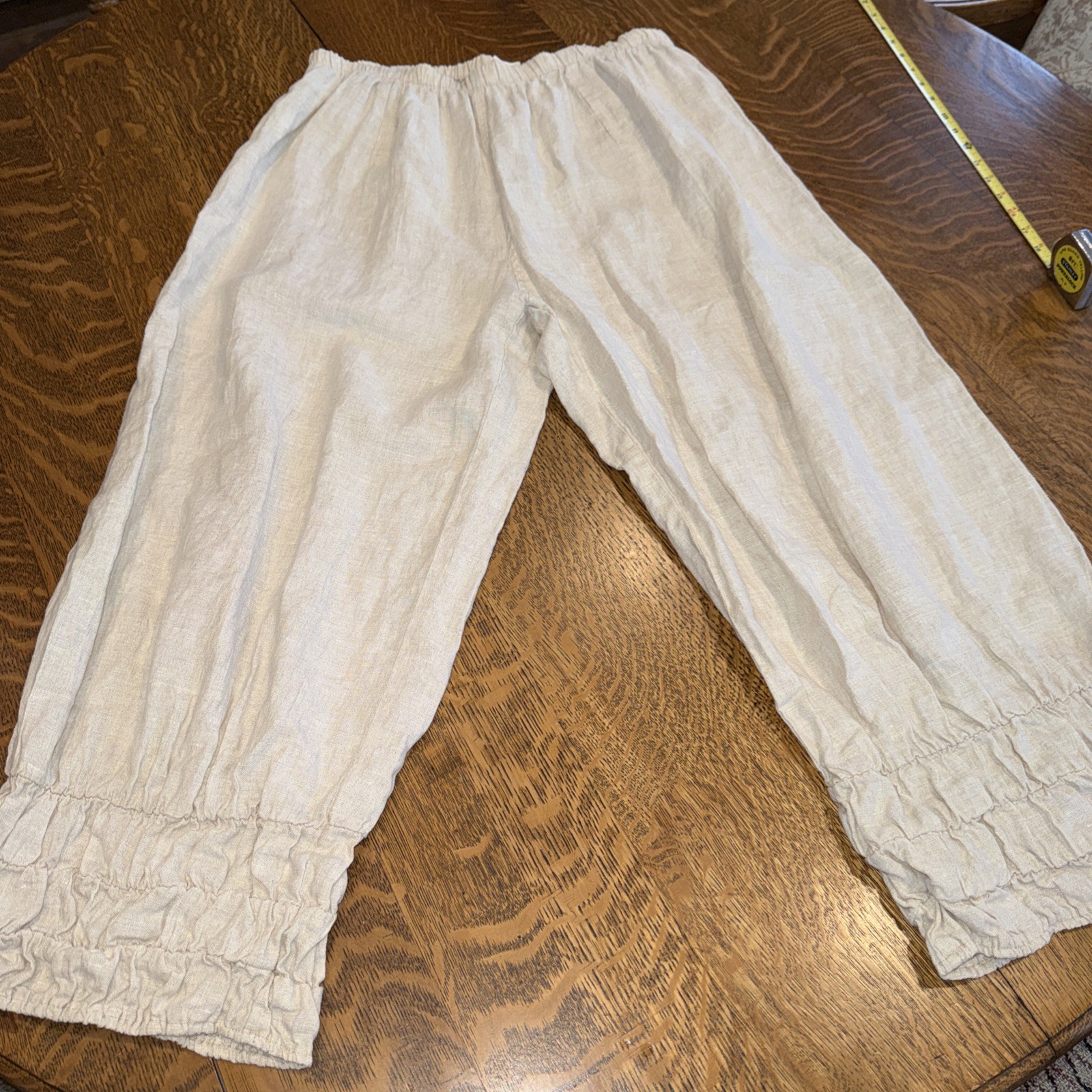 Bodil 100% Linen Boho Size Large Women’s Wide Leg Loose Fit gypsy Bloomer Pants