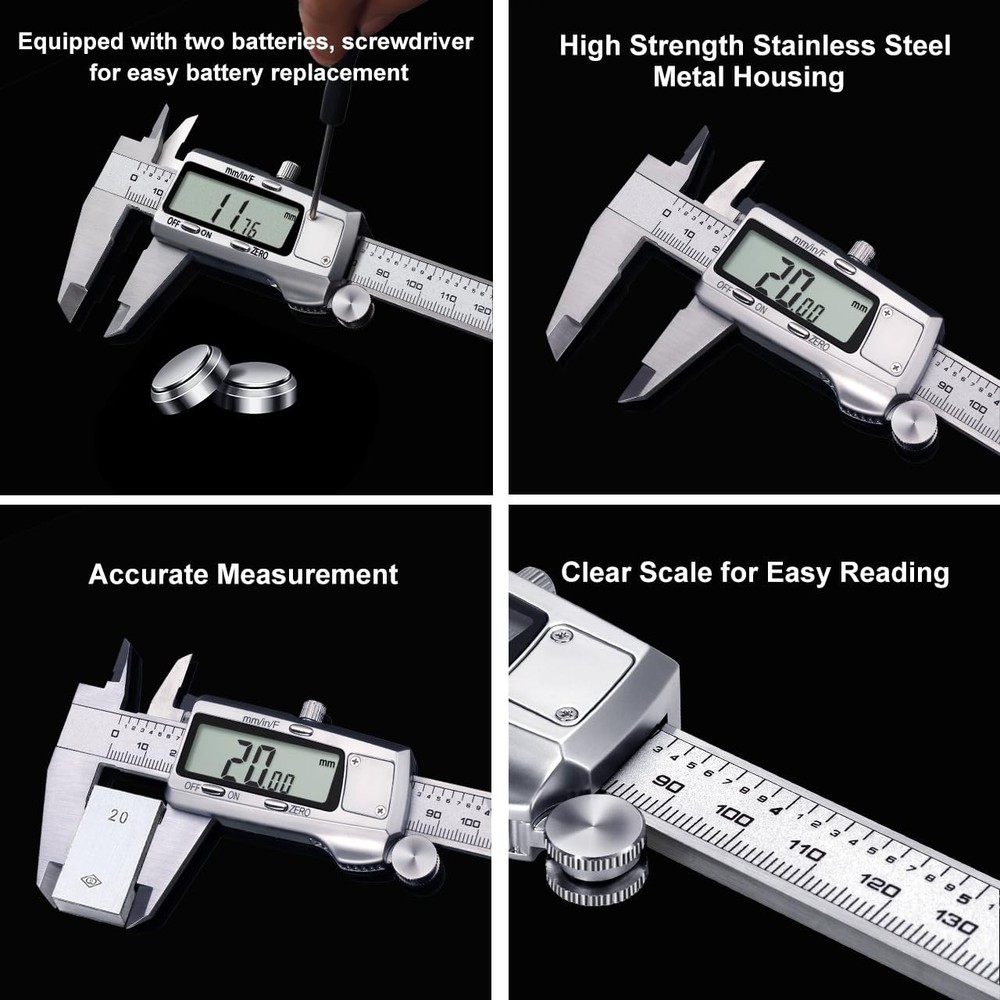 Digital Caliper, Caliper Measuring Tool, Micrometer Dial Vernier Caliper with La