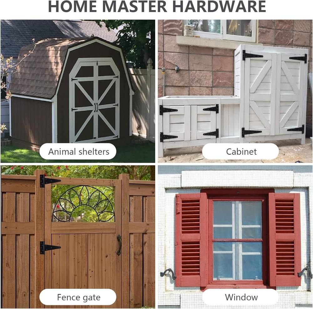 Wood Gate Hardware Set- Heavy Duty 6" Gate Tee Hinge,Pull Set Gate Hardware Kit