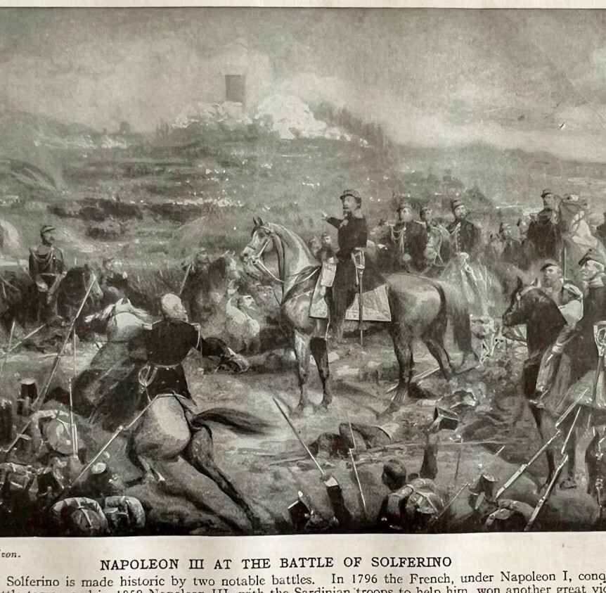 1914 Napoleon III Battle of Solferino in 1859 Print Art Antique Military War