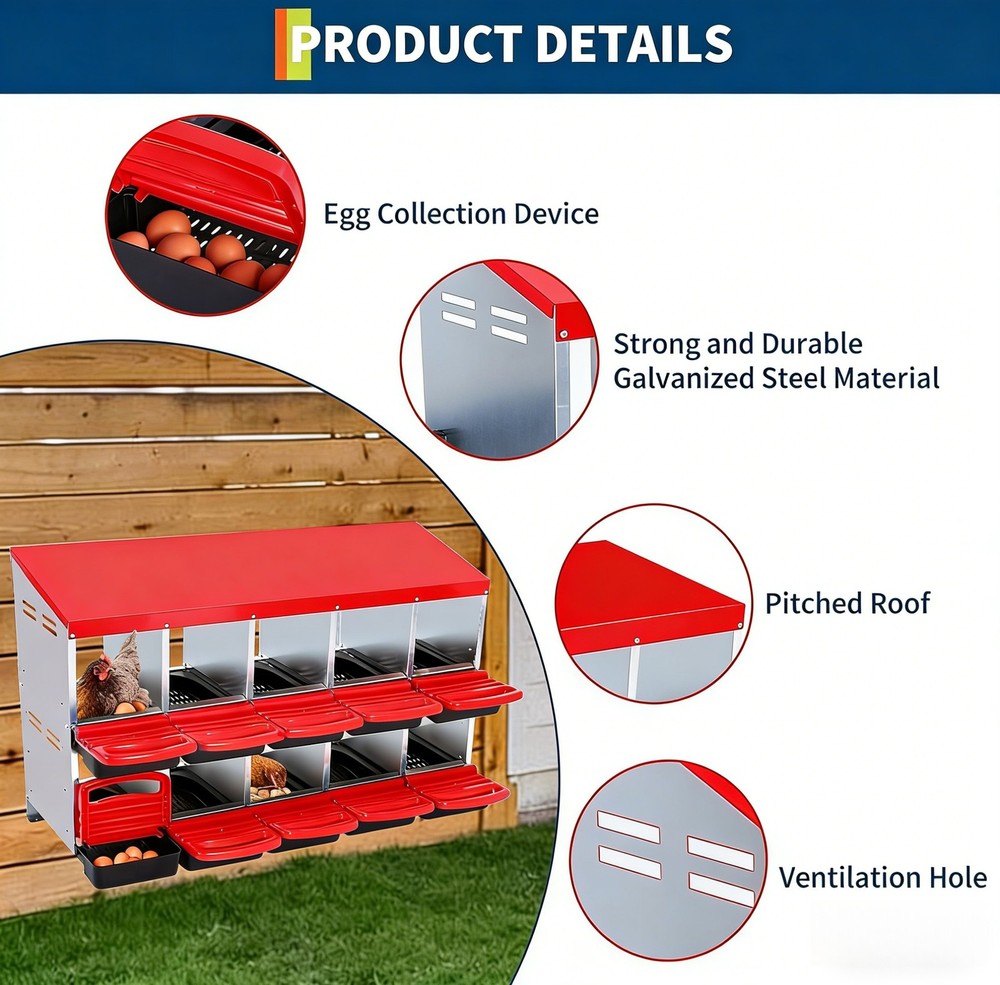 Chicken Nesting Boxes 10 Compartment Metal Chicken Nesting Box Roll Away Design