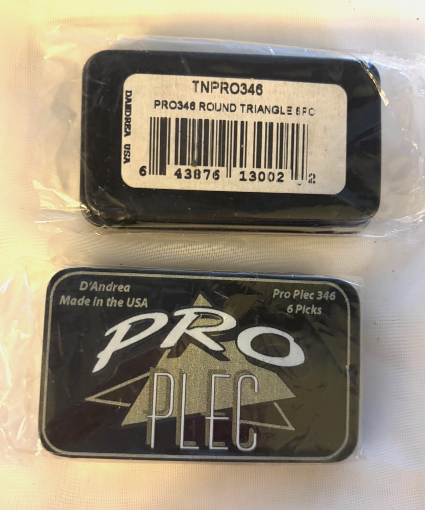 D'Andrea Pro Plec 356 Round Triangle Guitar Picks- 6-Pc in Tin NEW