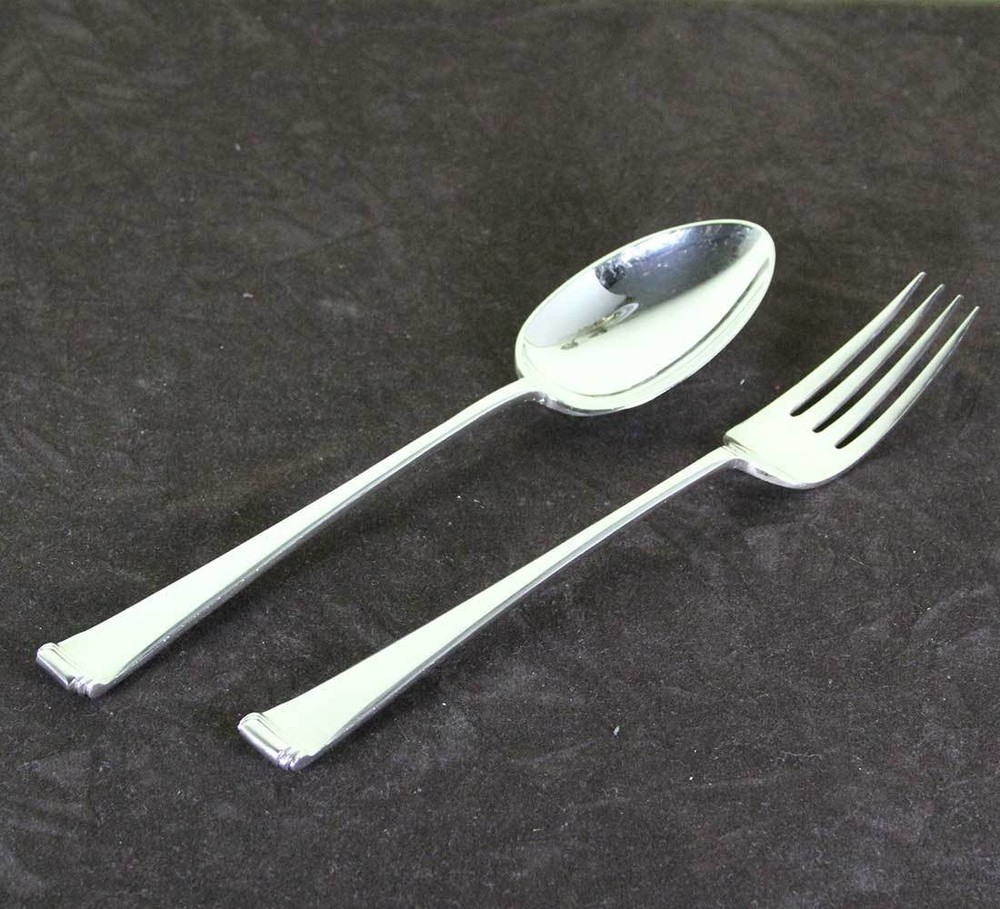 Silver Large Serving Spoon & Fork, Art Deco