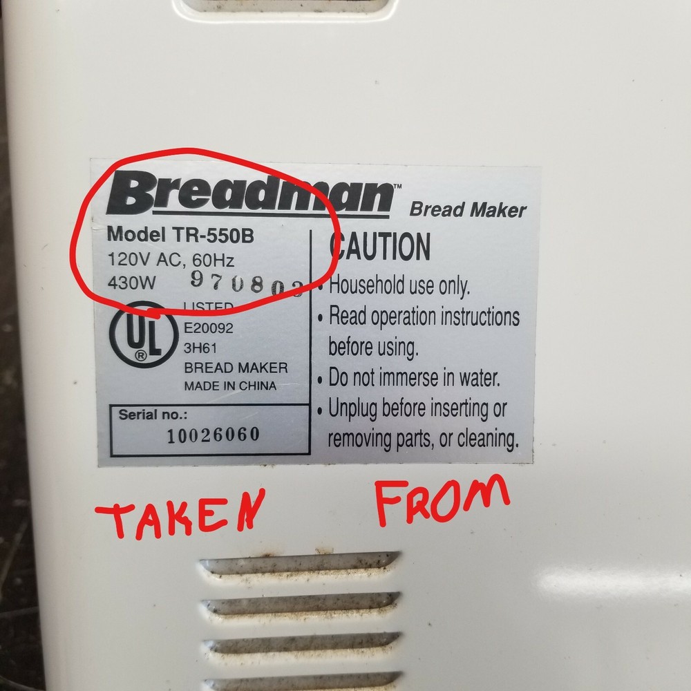 Breadman Bread Maker * Drive Belt* TR550 Replacement Part