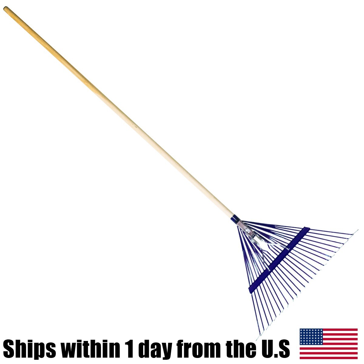 12 Commercial Landscaping 24" Steel Tine Thatching Leaf Rake Wooden Handle Case