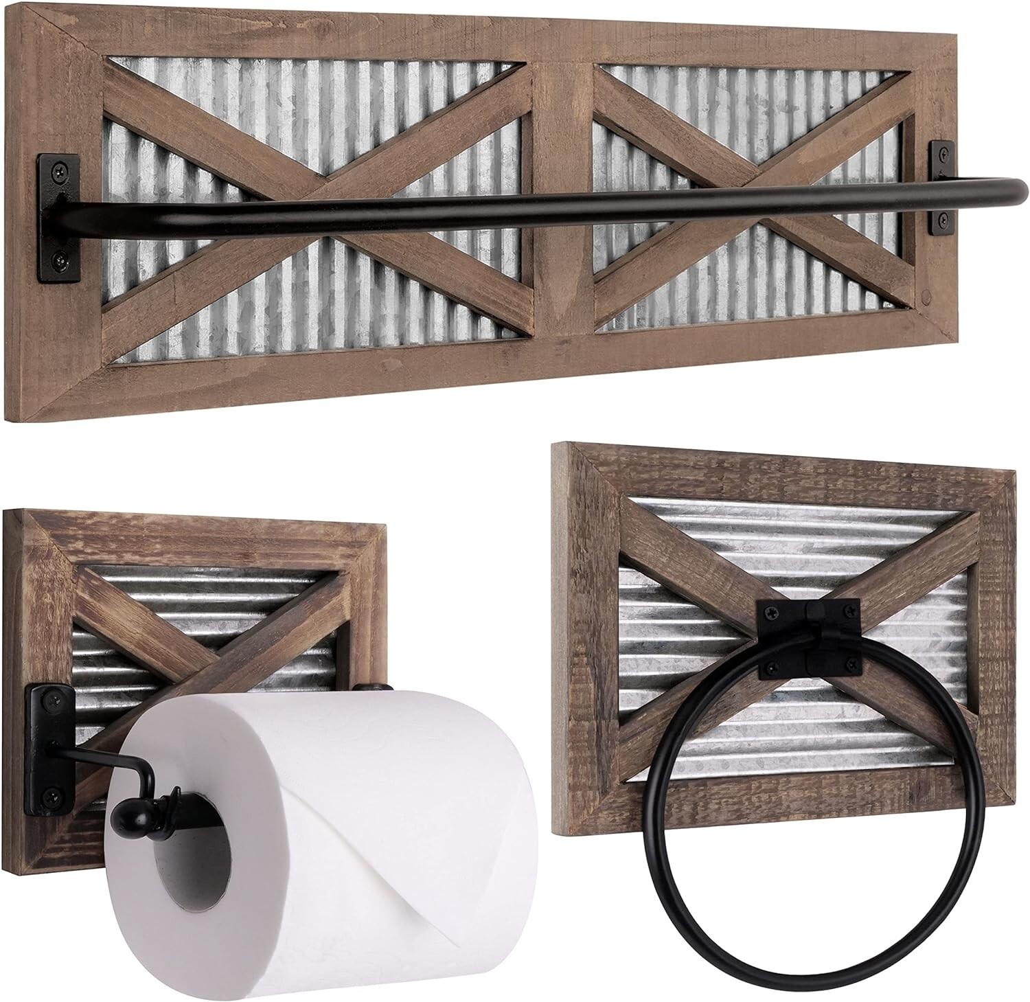 Autumn Alley Farmhouse Toilet Paper Holder, Towel Ring , Towel Rack Holder Set