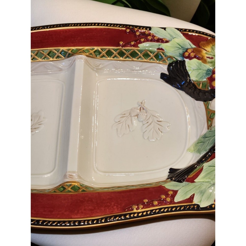 Fitz and Floyd Holiday Solstice Divided Server Handpainted Christmas EUC