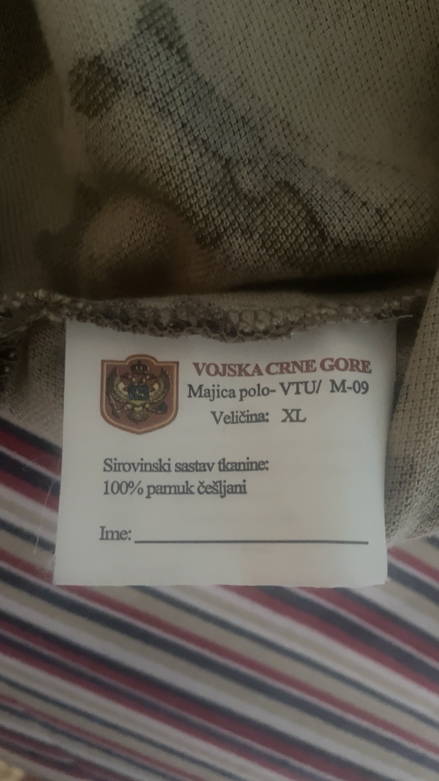 Montenegrin Army M09 Multicam Polo T-Shirt Extra Large Regular