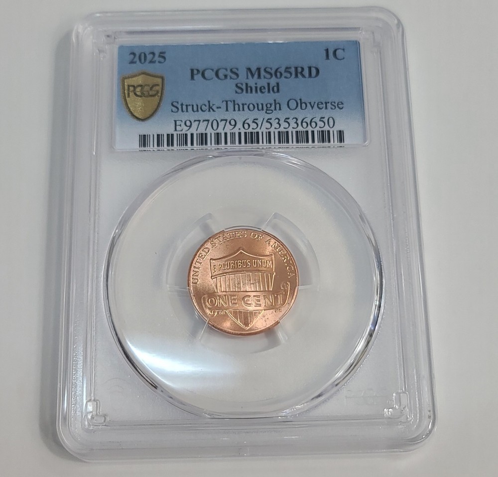 2025 P Lincoln Shield With Error Struck-Through Obverse Ms 65 PCGS.