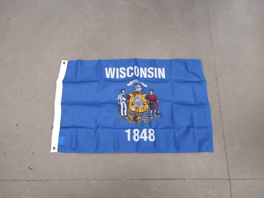 NOS Wisconsin State Flag All Nylon