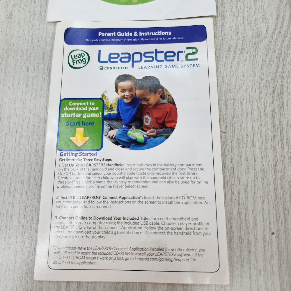 LeapFrog Leapster 2 Parent Guide Instructions & DVD Only Replacement Manual Lear