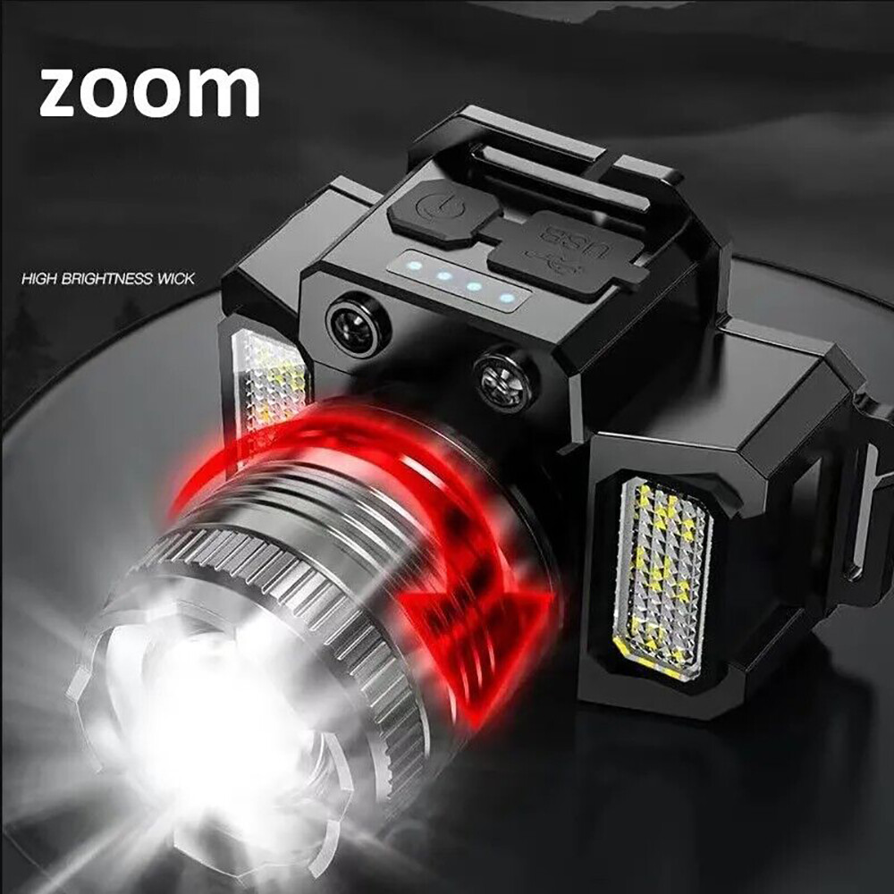 Super Bright LED Headlamp USB Rechargeable Headlight Flashlight Waterproof Lamp