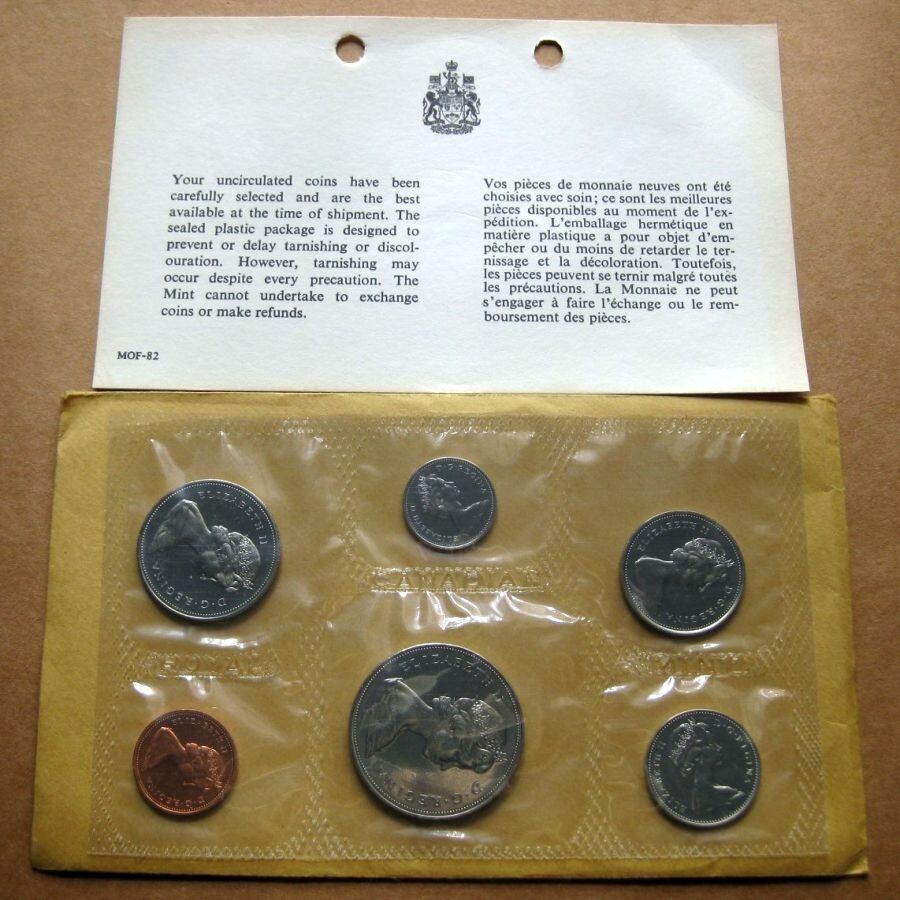 1968 Canada 6-Coin Uncirculated Mint Set - Gem UNC Condition with Envelope