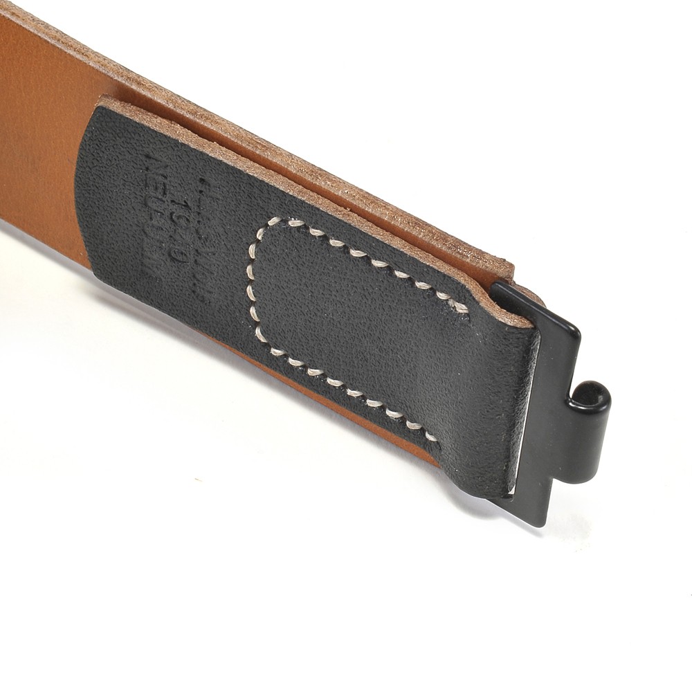 German WW2 M31 Combat Field Equipment Black Leather Belt 130 cm