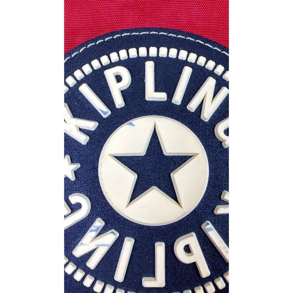 Vintage Kipling Red Drawstring Backpack Rucksack Front Zip Pockets