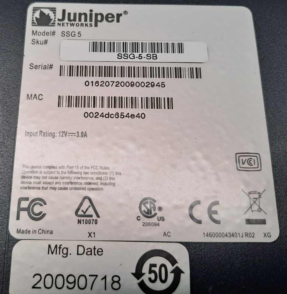 Juniper SSG-5-SB Module, SSG 5 VPN Firewall Security Gateway