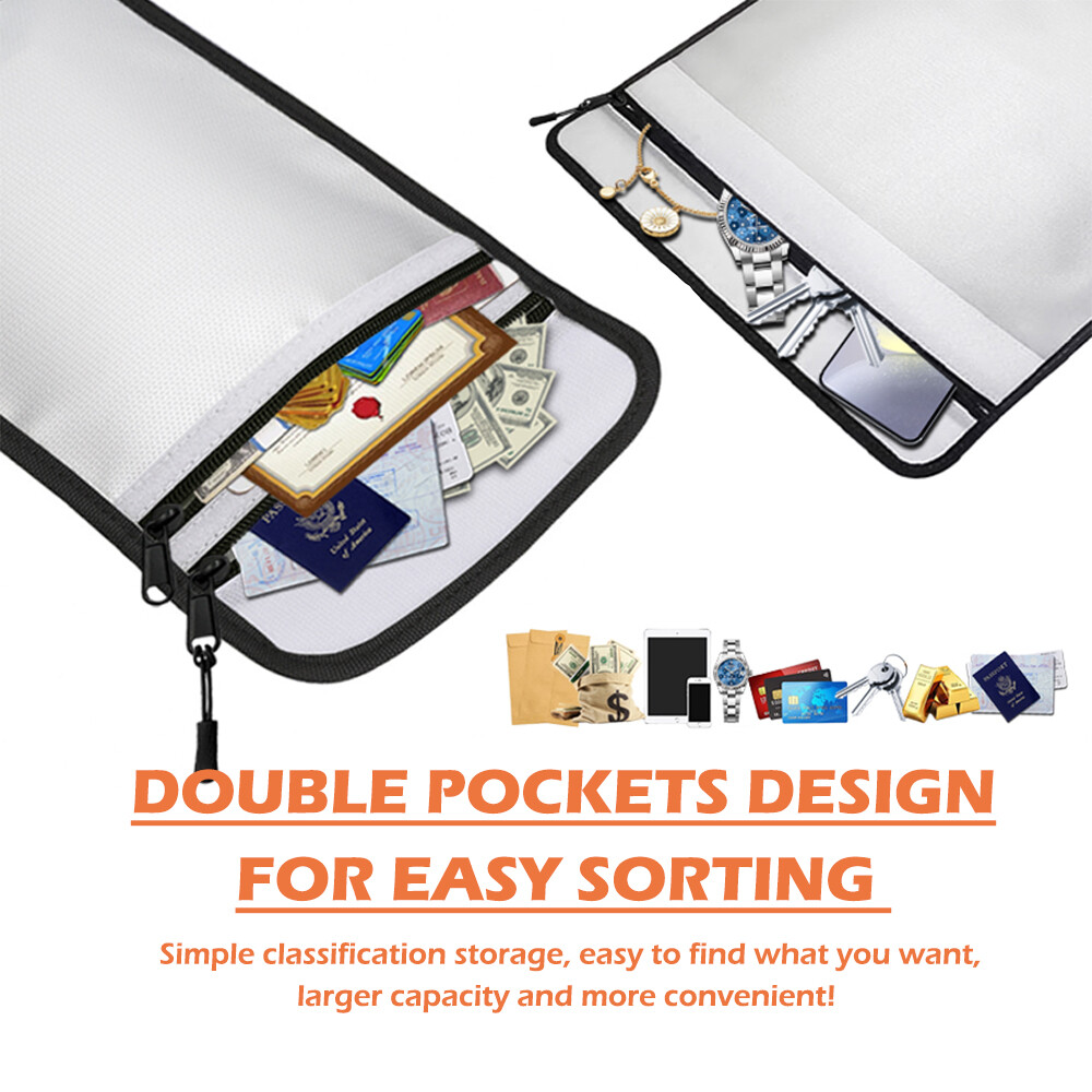 Fireproof Document Bag Waterproof Safe Cash Money Pouch Storage Envelope Folder