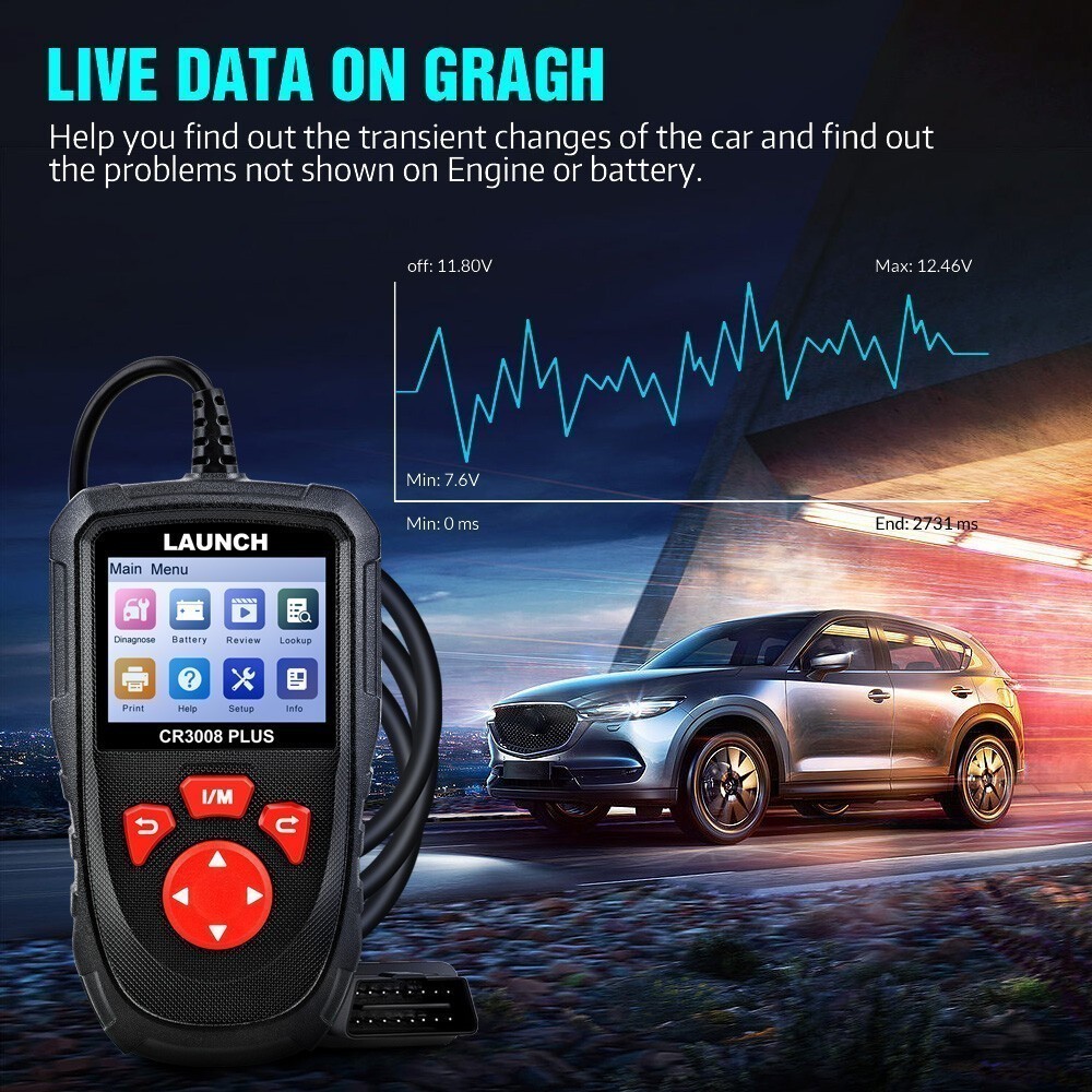 LAUNCH CR3008+ FULL OBD2 Scanner Reader Car Diagnostic Tool Check Engine Fault