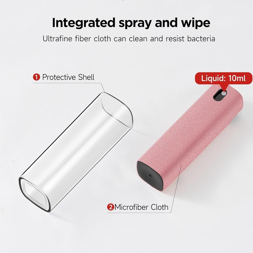 Lipstick-Sized Pink Screen Cleaner with Transparent Shell - Easy Carry Solution