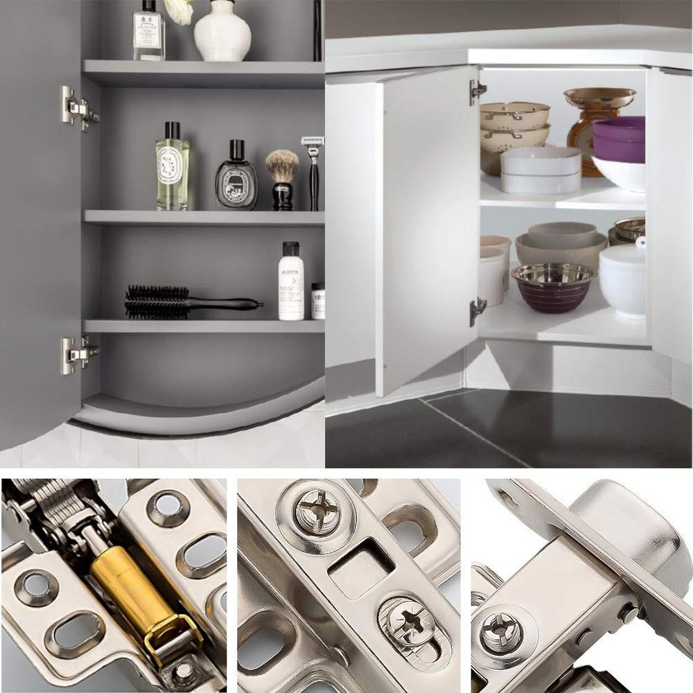 2-Pack Frameless Concealed Cabinet Hinges, Soft-Close, 2D Adjustable Full-Ove...