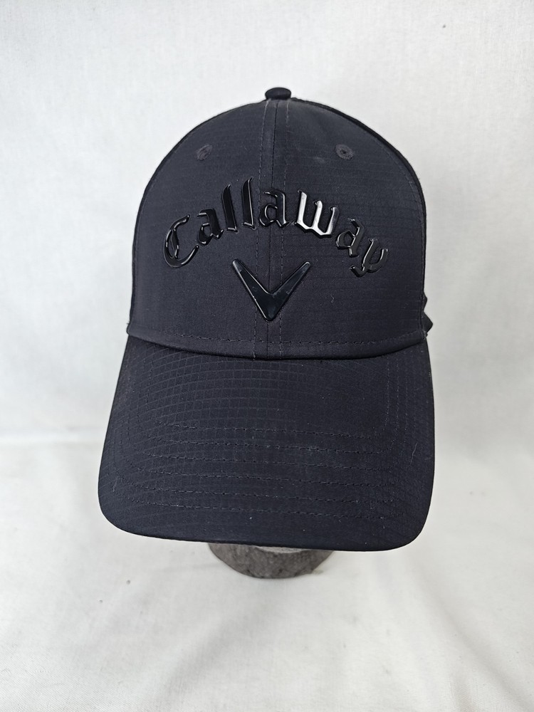 Callaway Golf Hat Logo Baseball  Hat Adjustable Hook & Loop Black Shiny Logo