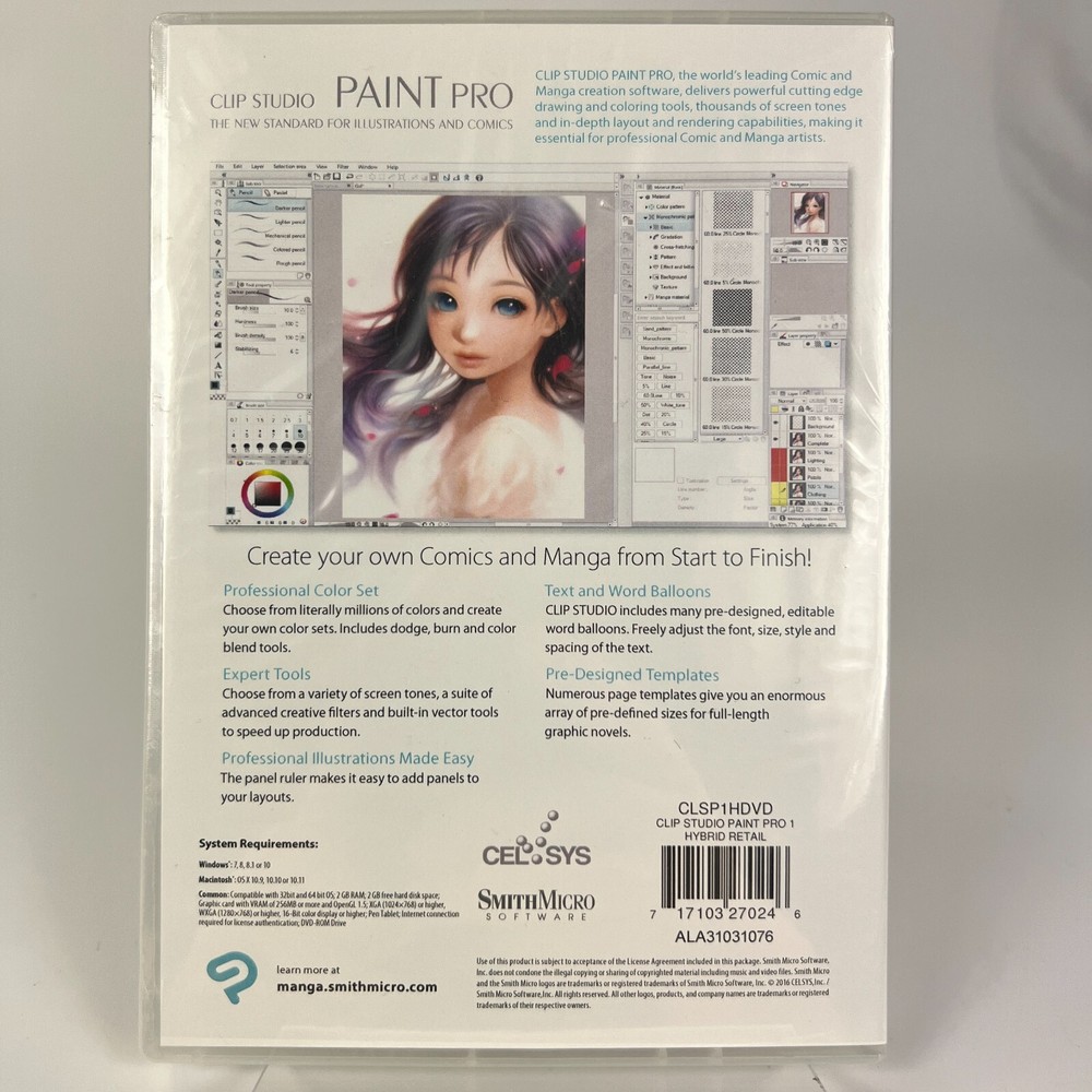 CLIP STUDIO PAINT PRO Full Version Windows and MAC (CD & Case) NEW *SEALED*
